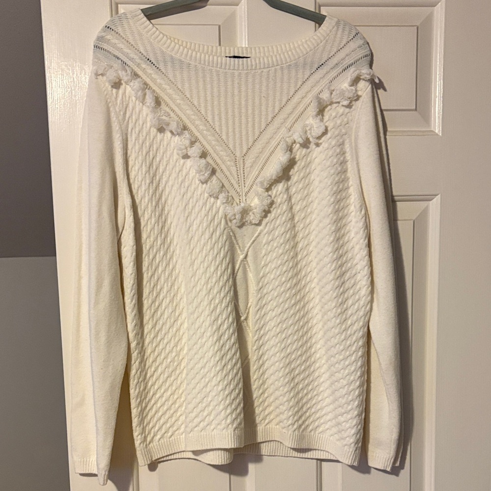 Talbots Elegant Cream Sweater with Textured Design